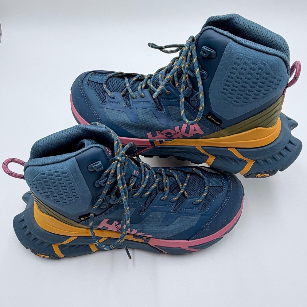 Hoka TenNine Hike GORE-TEX Blue Pink Yellow Hiking Boots Womens 10.5 1123114